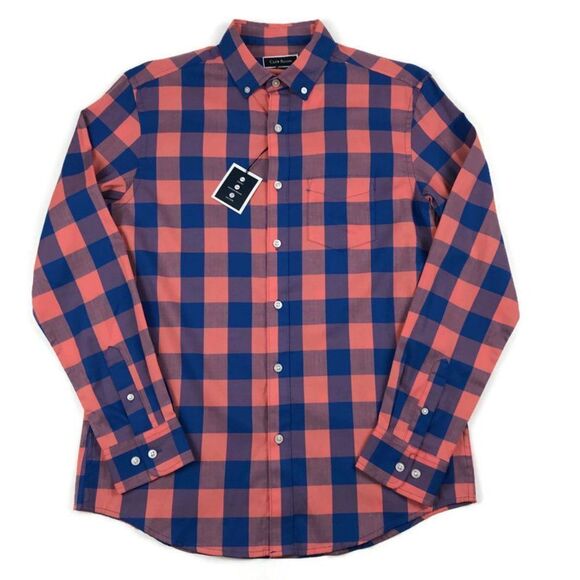 NEW Club Room Button Down Shirt Men's Small Buffalo Plaid Long Sleeve Stretch - Picture 1 of 9